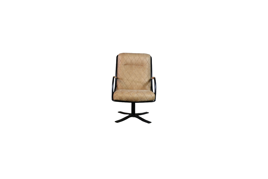 Industriële Sessel Toni mit Hocker | Stoff | Walnut